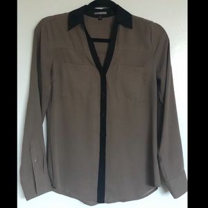 Tan Button Down Blouse